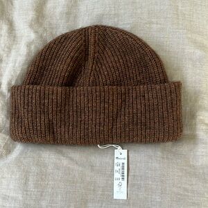 NWT Madewell wool blend beanie, heathered hickory brown.